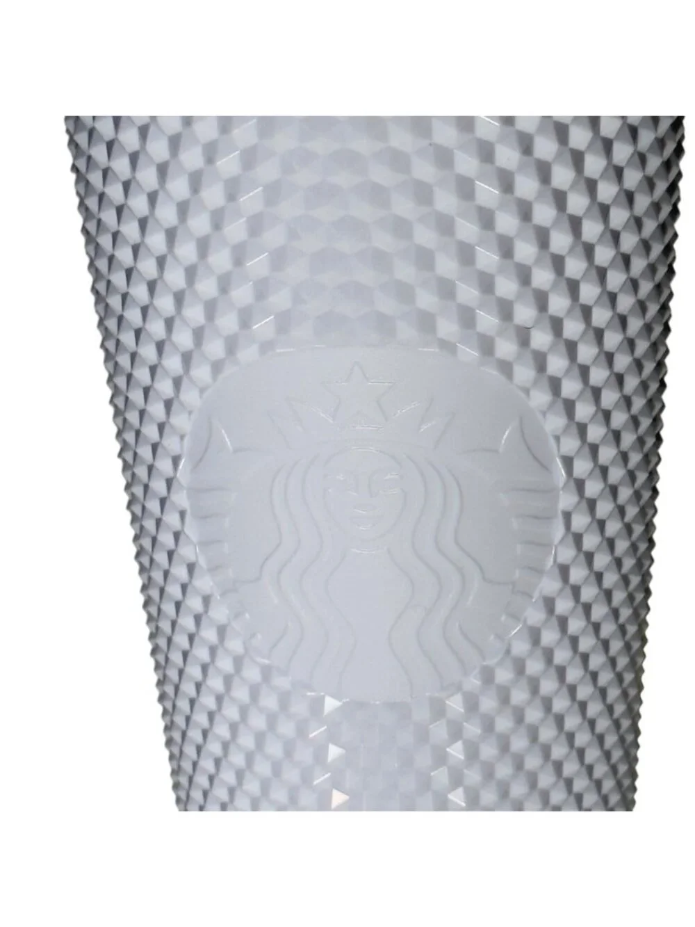Starbucks White Textured Tumbler With Lid & Straw 24 Oz Plastic